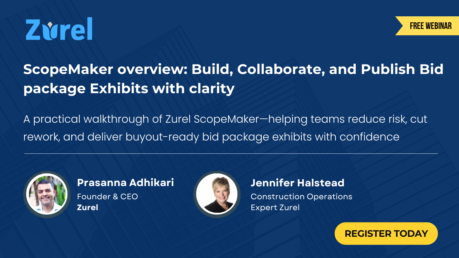 ScopeMaker overview Build, Collaborate, and Publish Bid package Exhibits with clarity free webinar by Zurel Construction Software