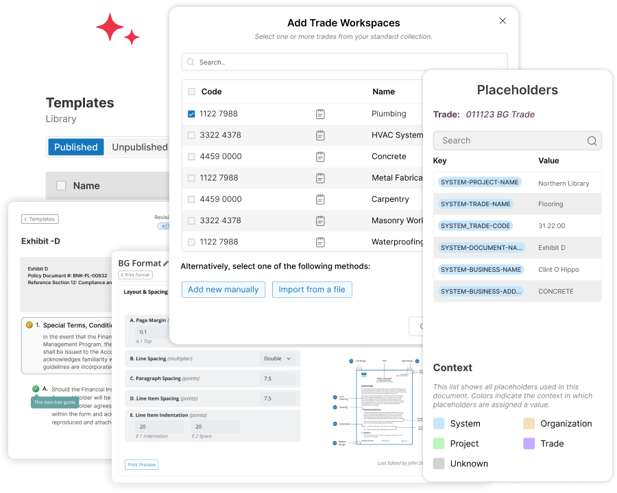 Achieve more consistency, efficiency, and control across bid package exhibits through standardization