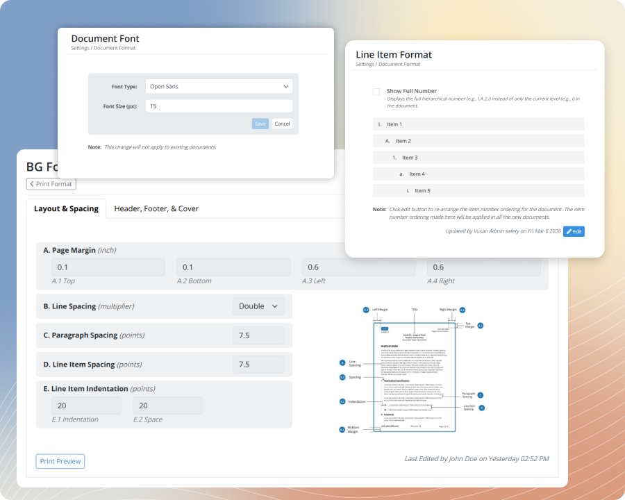Document Formats-Standardize document formats so every bid package exhibit keeps a consistent and professional look.