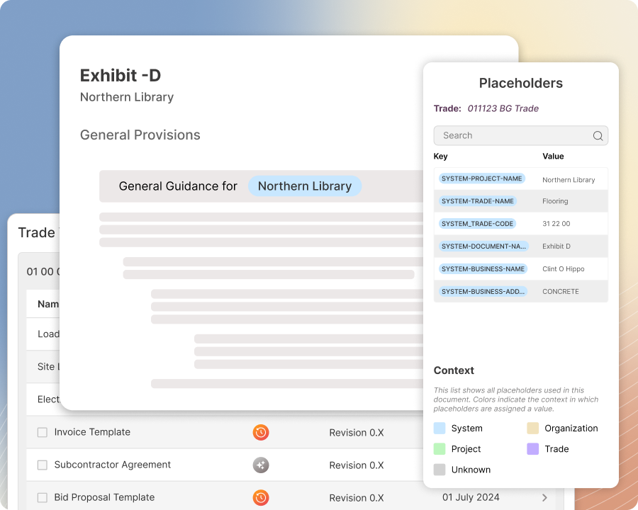 Magic Placeholders-Manage reusable terms and phrases across bid package exhibits with more consistency, efficiency, and control.