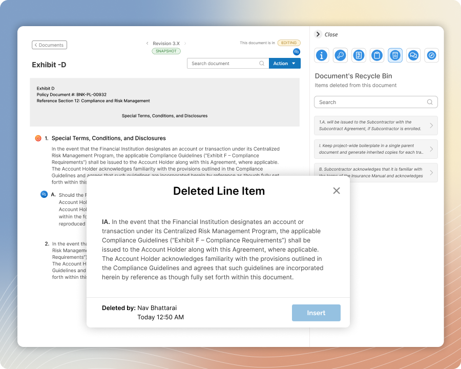 Recycle Bins option in Zurel Collaboration software for construction