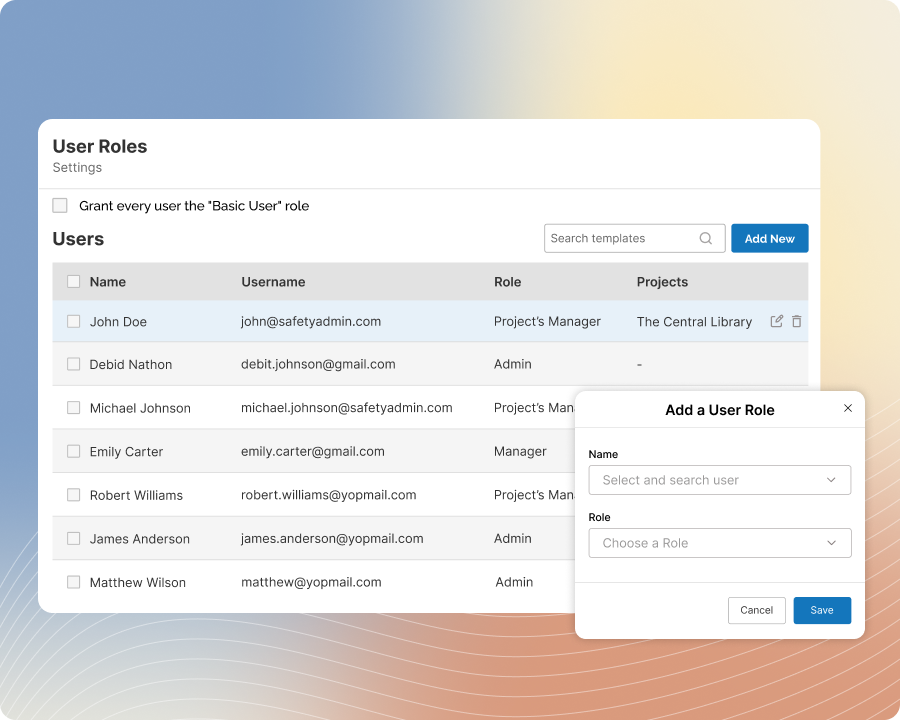 User Roles assign roles to users using Zurel ScopeMaker Collaboration Software