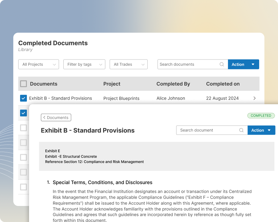 Completed Exhibits Library for preconstruction projects
