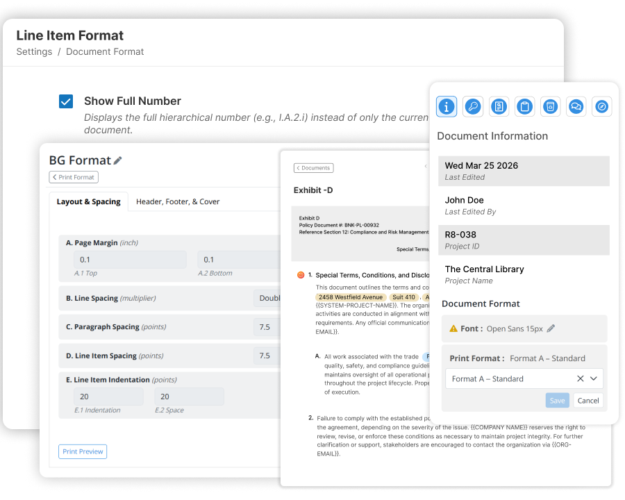 Standardize Bid Package Exhibits and Document Formatting | Document Formats