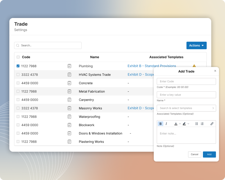 Standardize Trade Categories in Preconstruction ScopeMaker