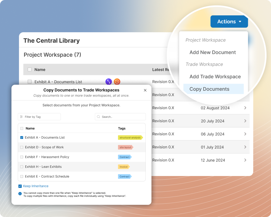 Copy Common Exhibits to Trade Folders- Bidding Package Management Software